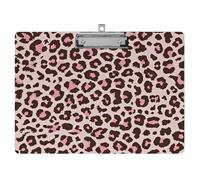 Clipboard Horizontal Wooden with Designs A4 Letter Standard Size，Cute Clipboards with Low Profile Clip for Drawing, Office Art Supplies - Pink Leopard（9" x 12.5"）