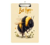 clipboard Kawaii-Style Bee Happy Acrylic Cute for Soccer Truck Driver Size 9 x 12.5 Tabla para escribir