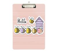 clipboard Large Size Cute Bees Hello Plastic for Teacher Must Haves for Classroom Elementary Size 9 x 12.5 Tabla para escribir