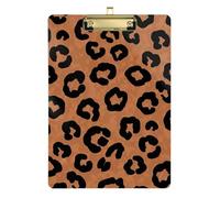 Clipboard Leopard Spots Brown Fashion Clipboards for Students, Women, Man Hardboard Clipboards Standard Size Low Profile Gold Clip Retractable Hanging Tab