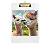 Clipboard Llama Cute Alpaca Portable Clipboards Hanging Clipboards A4 Standard Size for Teachers, Students, Nurses, Low Profile Gold Clip Retractable Hanging Tab 12.5 x 9 Inches