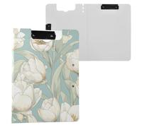 Clipboard Lush Tulips Pale Green A4 Clipboard with Binder Two Metal Clips Pen Holder Nursing Clip Board with Hard Cover