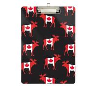 Clipboard Moose Canadian Maple Leaf Flag Writing Clipboards Standard A4 Letter Size Clipboards for Students, Women, Man, Low Profile Gold Clip Retractable Hanging Tab