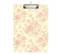 Clipboard Office Waterproof Low Profile Clip Standard A4 Letter Size Hardboard Cute Dainty Wild Flowers Floral Vintage Flowers