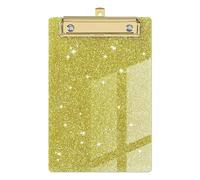 Clipboard Paper Organizer Glitter Writing Clipboard with Low Profile Gold Clip Tablet Flash Memo Menu Folder Sparkly(Yellow)
