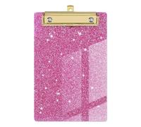 Clipboard Paper Organizer Writing Clipboard with Low Profile Gold Clip Menu Folder Flash Memo File(Pink)