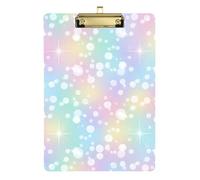 Clipboard Pastel Rainbow Gradient Dots Writing Board for Nurses Teachers Coaches Wordpad Clipboards Standard Size, A4 Letter Size 12.5 x 9 Inches Gold Clip, Gold12x9in