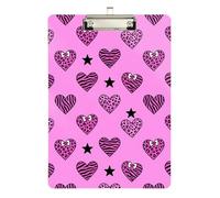 clipboard Pocket Size Pink Heart Star Leopard Zebras Transparent for Football Softball Coaching Size 9 x 12.5 Tablas para escribir
