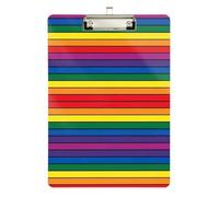 Clipboard Rainbow Stripes Red Portable Clipboards for Nurses Teachers Coaches Hardboard Clipboards Standard Size Low Profile Gold Clip Retractable Hanging Tab