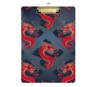 Clipboard Red Dragons Clouds Dark Fashion Clipboard for Students, Women, Man Letter Size Clipboards Low Profile Gold Clip Retractable Hanging Tab
