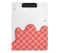 Clipboard Red Ice Cream Plaid Checked A4 Clipboard Folio Binder Two Metal Clips Pen Holder School Clip Board with Cover
