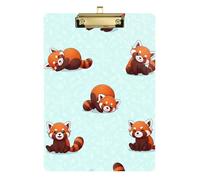 Clipboard Red Panda Light Blue Cute Clipboard for Teacher Student Lawyer Nurse Paperboard Chic Design Clipboards, A4 Letter Size 12.5 x 9 Inches Gold Clip, Gold12x9in