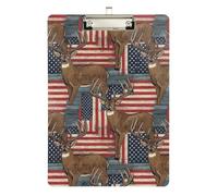 Clipboard Rustic Deer American Flag Retro Decorative Clipboard Letter Size Clipboards for Nurses, Lawyers, Doctor Offices, A4 Letter Size 12.5 x 9 Inches Silver Clip