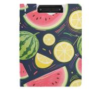 Clipboard Summer Fruit Pie with Watermelon and Yellow Lemon A4 Clipboard Folio Binder Horizontal and Vertical Double Clips Office Clip Board with Cover