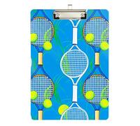 Clipboard Tennis Ball Blue Writing Board Cute Decorative Letter Size Clipboards for Nurses Teachers Coaches, Low Profile Silver Clip Retractable Hanging Tab