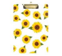 Clipboard Vibrant Yellow Sunflowers White Cute Clipboards for Women Men Teachers Nurses A4 Standard Size Clip Board Low Profile Gold Clip Retractable Hanging Tab