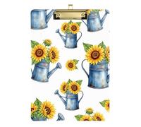 Clipboard Watercolor Sunflower White Writing Board Letter Size Clipboards for Nurses, Lawyers, Doctor Offices, A4 Letter Size 12.5 x 9 Inches Gold Clip, Gold12x9in