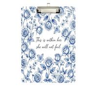 clipboard Waterproof Bible Blue French Florals Standard Hole for Nursing Student Trade Quest Size 9 x 12.5 Tabla para escribir con Clip