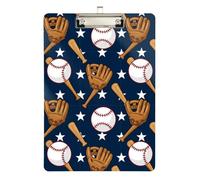 Clipboard Waterproof Low Profile Clip Standard A4 Letter Size Office Hardboard 12.5" L x 9" W Baseball Sport Stars Navy Blue