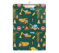 Clipboard Waterproof Low Profile Clip Standard A4 Letter Size Office Hardboard 12.5" L x 9" W Cartoon Engineering Theme Green