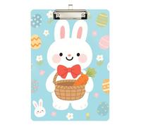 Clipboard Waterproof Low Profile Clip Standard A4 Letter Size Office Hardboard 12.5" L x 9" W Cute Rabbits