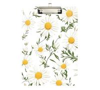 Clipboard Waterproof Low Profile Clip Standard A4 Letter Size Office Hardboard 12.5" L x 9" W Denmark Marguerite Daisy Beauty Summer Flowers, Gold12x9in