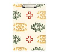 Clipboard Waterproof Low Profile Clip Standard A4 Letter Size Office Hardboard 12.5" L x 9" W Ethnic Line Art