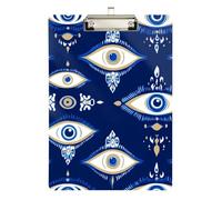 Clipboard Waterproof Low Profile Clip Standard A4 Letter Size Office Hardboard 12.5" L x 9" W Evil Eye Magic Blue