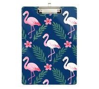 Clipboard Waterproof Low Profile Clip Standard A4 Letter Size Office Hardboard 12.5" L x 9" W Flamingos Navy Blue