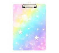 Clipboard Waterproof Low Profile Clip Standard A4 Letter Size Office Hardboard 12.5" L x 9" W Glittering Rainbow