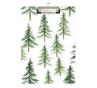 Clipboard Waterproof Low Profile Clip Standard A4 Letter Size Office Hardboard 12.5" L x 9" W Green Christmas Trees