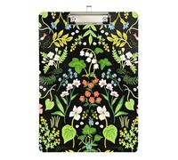 Clipboard Waterproof Low Profile Clip Standard A4 Letter Size Office Hardboard 12.5" L x 9" W Green Ivy Floral Pattern