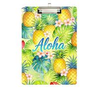 Clipboard Waterproof Low Profile Clip Standard A4 Letter Size Office Hardboard 12.5" L x 9" W Hello Tropical Hawaii Pineapple