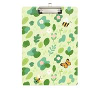 Clipboard Waterproof Low Profile Clip Standard A4 Letter Size Office Hardboard 12.5" L x 9" W Meadows Green