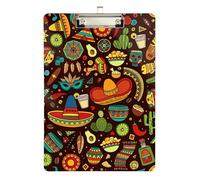 Clipboard Waterproof Low Profile Clip Standard A4 Letter Size Office Hardboard 12.5" L x 9" W Mexican Fiesta