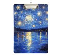 Clipboard Waterproof Low Profile Clip Standard A4 Letter Size Office Hardboard 12.5" L x 9" W Midnight Starry Sky Stars Sparkling