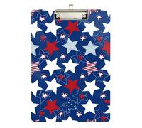 Clipboard Waterproof Low Profile Clip Standard A4 Letter Size Office Hardboard 12.5" L x 9" W Patriotic Stars