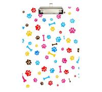 Clipboard Waterproof Low Profile Clip Standard A4 Letter Size Office Hardboard 12.5" L x 9" W Playful Multicolor Paw Prints