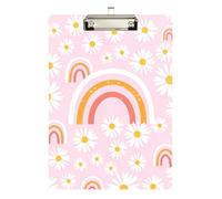 Clipboard Waterproof Low Profile Clip Standard A4 Letter Size Office Hardboard 12.5" L x 9" W Rainbow Daisy