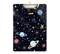 Clipboard Waterproof Low Profile Clip Standard A4 Letter Size Office Hardboard 12.5" L x 9" W Space Starry Sky Cosmic Planet