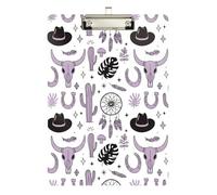 Clipboard Waterproof Low Profile Clip Standard A4 Letter Size Office Hardboard 12.5" L x 9" W Western Cowboy Bohemian