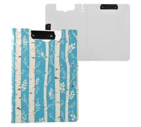 Clipboard White Birches Turquoise A4 Clipboard with Padfolio Two Metal Clips Pen Holder Nursing Clip Board with Hard Cover