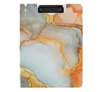 Clipboard with Folder A4 Clipboard Folio Binder Horizontal and Vertical Double Clips Office Clip Board with Cover Marble White Orange