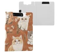 Clipboard with Folder Aesthetic Exotic Shorthair Cats Terracotta A4 Clipboard with Binder Horizontal and Vertical Double Clips School Clip Board with Cover