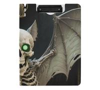 Clipboard with Folder Anime Style Evil Skeleton Tarot Black Gold A4 Clipboard Folio Double Clips Pen Holder Office Clip Board with Cover
