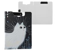 Clipboard with Folder Beauty Bohemian Cat A4 Clipboard Folio Double Metal Clips Pen Holder Office Clip Board with Cover