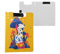 Clipboard with Folder Crazy Creature Dogs Mushroom Multicolor A4 Clipboard Binder Double Metal Clips Pen Holder Nursing Clip Board with Hard Cover