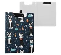 Clipboard with Folder Cute Cartoon Mr Cat Blue A4 Clipboard Folio Binder Double Metal Clips Pen Holder School Clip Board with Cover