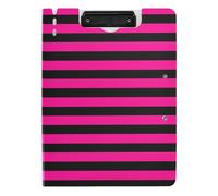 Clipboard with Folder Dark Peach Black Strips Horizontal A4 Clipboard Binder Double Clips Pen Holder School Clip Board with Cover
