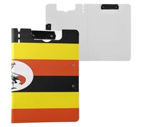 Clipboard with Folder Flag of Uganda A4 Clipboard Folio Double Clips Pen Holder School Clip Board with Hard Cover